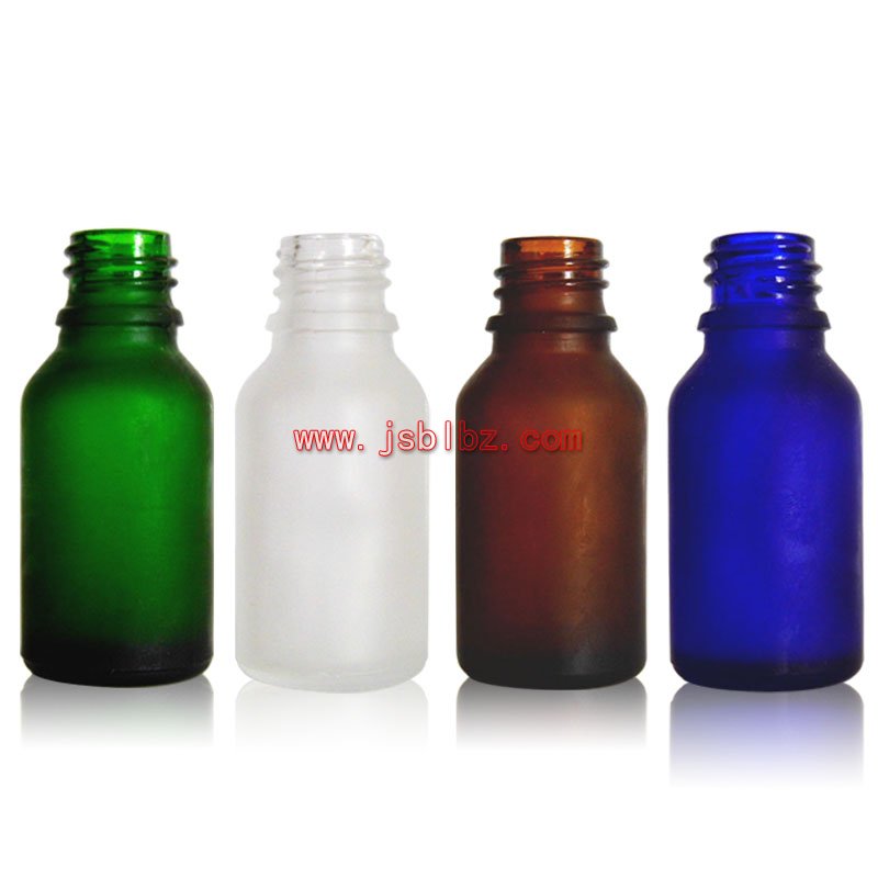 蒙砂棕色藍色綠色白色玻璃化妝品精油瓶生產廠